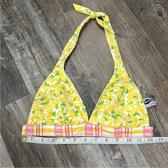 Vintage Hobie Lemons Pink Plaid Y2K Halter Bikini Top No Size Tag Sz S Retro - Picture 8 of 12